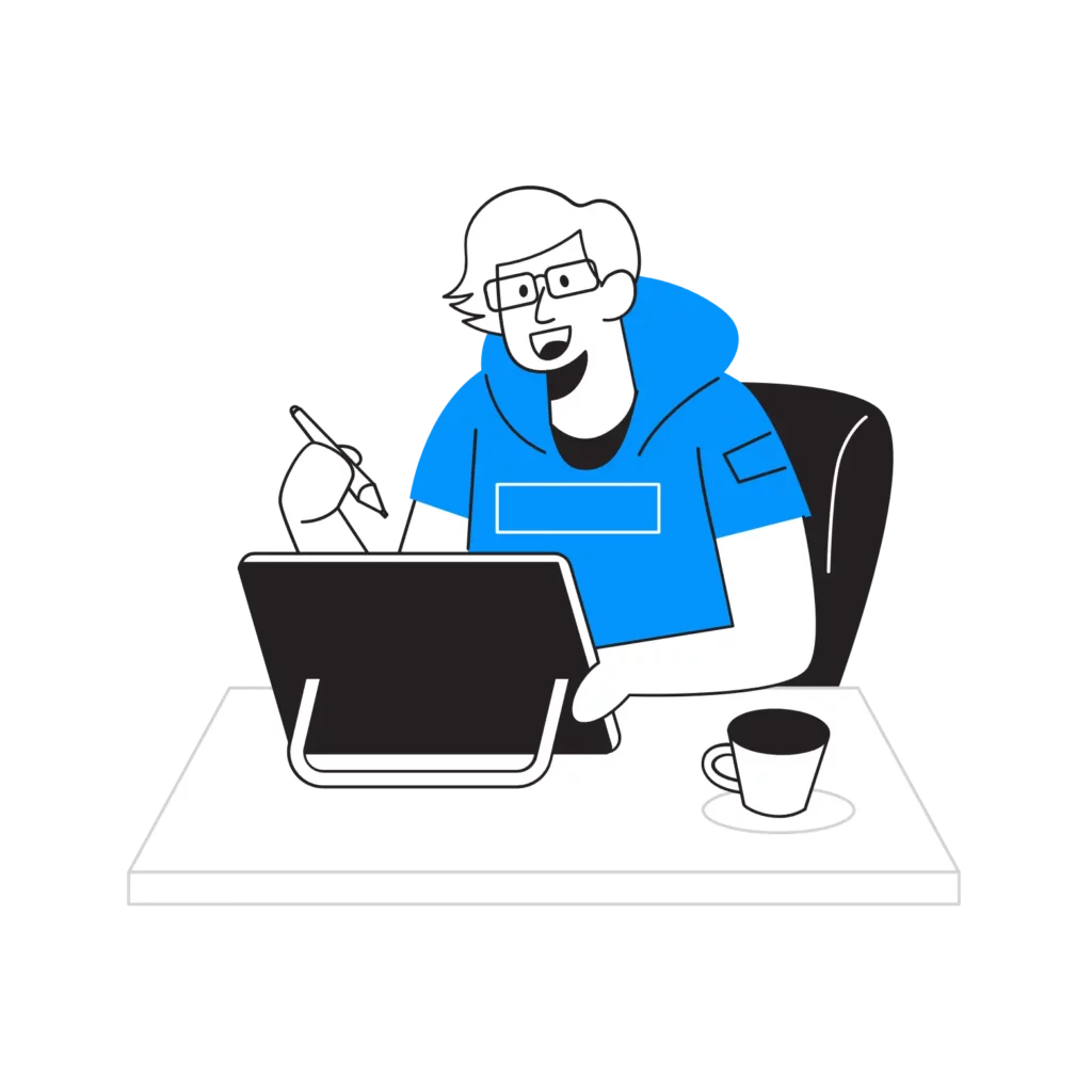 Personne travaillant sur une tablette graphique