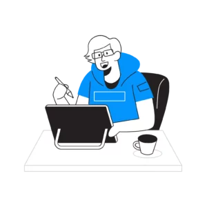 Personne travaillant sur une tablette graphique